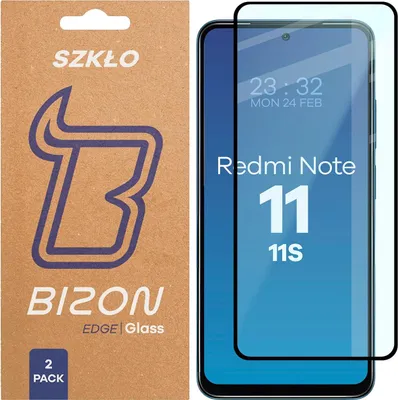 Produktbild von 2x Gehärtetes Glas für Xiaomi Redmi Note 11 / 11S 4G, Bizon Glass Edge Duo, Schwarzer Rahmen