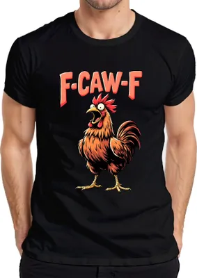 Obrázek produktu pro F CAW-F Funny Rooster Cartoon Farm Gift Vintage Humor Pánské tričko, černá, L