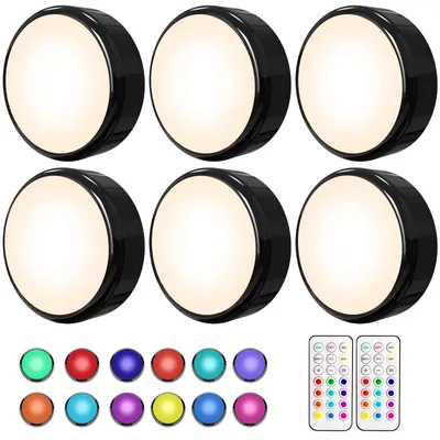 LED-Unterbauleuchten-Set, 6 Stück, dimmbar, batteriebetrieben, schwarz