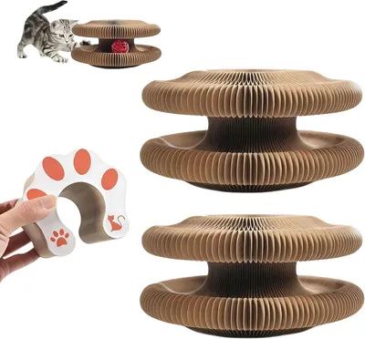 Imagen del producto de Dos rascadores para gatos, multifuncionales, con superficie de cartón para rascar, ideales para uso en interiores