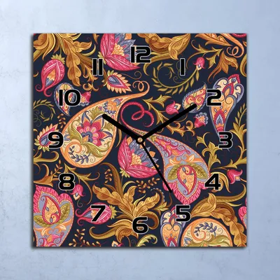 Produktbild von Wanduhr Echt-Glas-Küchenuhr Paisley Buntes Rosa Quarz 30x30 Deko Bilder
