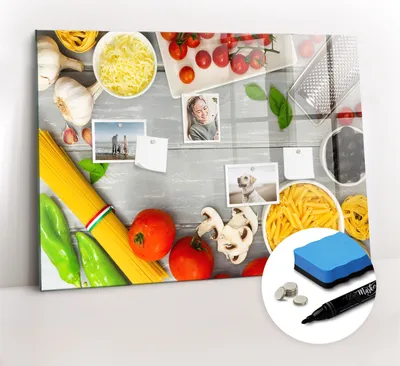Produktbild von Magnetpinnwand Memoboard - Zubehörsatz - Schwarzer Marker + Schwamm + Magnete - 100 x 70 cm - Zutaten