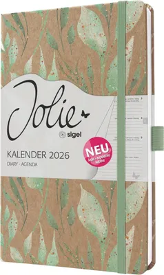 Immagine prodotto di sigel J6803 sigel Libro Calendario Jolie Pure 2026 "Foglie scintillanti", A5