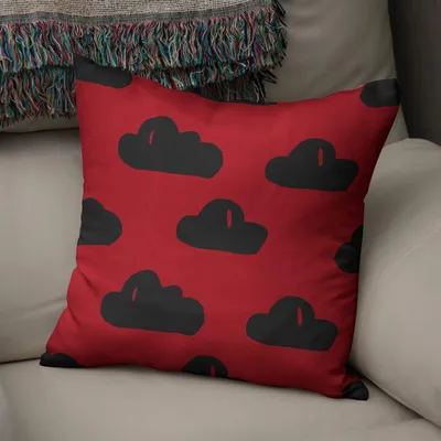 Dekokissenbezug 50x50 cm, Rot-Schwarz, Polycotton, mit Reißverschluss