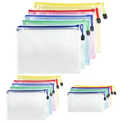 Produktbild von Dokumententasche Dokumentenablage A4+A5+A6 Dokumentenmappe Zip Tasche 15 Stück,wasserdichte Dokumententaschen Durchsichtige Mesh-Dokumentenmappen