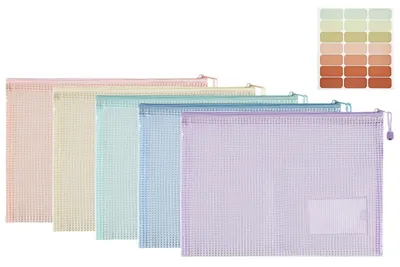 Produktbild von Dokumententaschen mit Reißverschluss, A3, wasserdicht, 5 Stück, 5 Farben