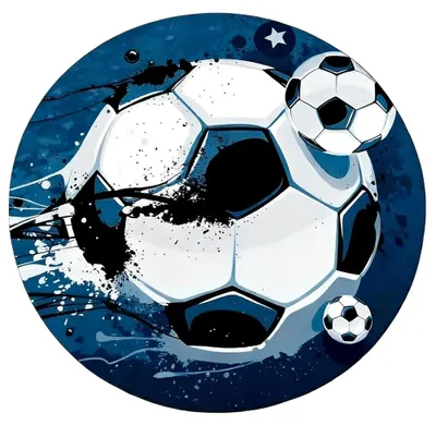 Fußballteppich rund 60 cm, weich, rutschfest, blau