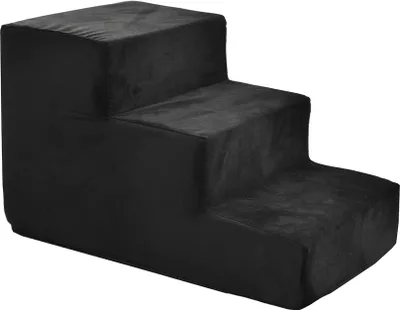 Obrázek produktu pro Schody pro psy Schody pro kočky Schody pro domácí mazlíčky Pomůcka pro lezení Plyšový kryt 3 kroky Černý samet