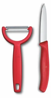 Obrázek produktu pro Swiss Classic, nůž na okrajování s Y-škrabkou, 2 ks, červený, krabice