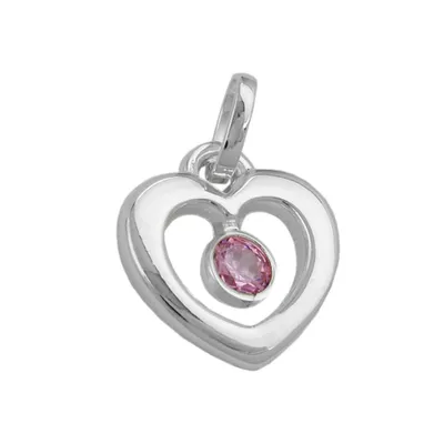 Produktbild von Anhänger 17x16mm Herz Zirkonia pink Silber 925 silber 17x16x2mm