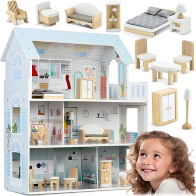 Immagine prodotto di Grande casa delle bambole in legno a 3 piani Ricokids RK-878