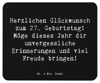 Produktbild von Mr. & Mrs. Panda Mouse Pad Spruch 27. Geburtstag - Schwarz - Geschenk, besondere Botschaft, Geburtstagsfeier, mousematte, computer mousepad, Mauspad, Jubilar, Alter