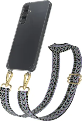 Produktbild von EAZY CASE Handykette - Verstellbarer Trageriemen kompatibel mit Samsung Galaxy A35, Handykordel mit transparenter Silikon-Hülle, Band in Lila
