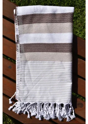 Imagen del producto de Toalla peshtemal, diseño de panal, color marrón
