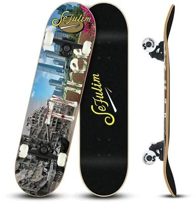 Produktbild von Komplettes Skateboard 31x8 Zoll 7-Schicht Ahorn Double Kick Concave Cruiser für Anfänger
