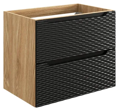 Zdjęcie produktu dla Szafka Łazienkowa Pod Umywalkę 70 Cm 2 Szuflady Czarny Mat Dąb