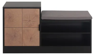 Produktbild von Schuhbank Dana Schwarz mit Sitzpolster, 4 Fächer, Holzoptik, 100 cm breit