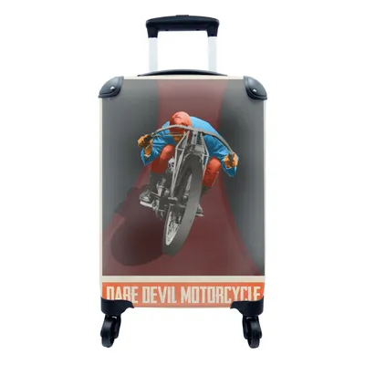 Produktbild von MuchoWow® Koffer Handgepäck Trolley Rollkoffer Kleine Reisekoffer mit 4 Rollen - Mancave - Motor - Vintage - Zeichnung - Cabin Size < 55x40x23 cm & 55x40x20 cm - Fotokoffer - Kabinenkoffer - Boardgepäck - Reise-Box - Reisekoffer - Reisegepäck - Koffer mit Bild - Trolley für Kinder