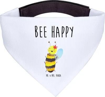 Produktbild von Mr. & Mrs. Panda Dreieckstuch Biene Happy - Weiß - Geschenk, Halstuch Hund, Für Hunde, Bandana, Hundehalstuch, Hunde-Bandana