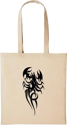 Produktbild von Huuraa Baumwollbeutel Skorpion Geschenk Einkaufstasche Natural 10 Liter Baumwolle Skorpion Accessoire