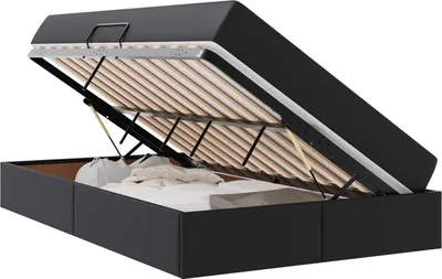 Immagine prodotto di vidaXL Letto contenitore con materasso con materasso 2 pezzi Pelle nera