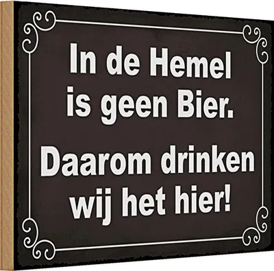Produktbild von Holzschild Spruch 30x20cm holländisch In de Hemel is geen Bier