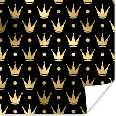 Produktbild von MuchoWow® Poster Muster - Krone - Gold 75x75 cm - Wand Dekoration