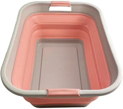 Zdjęcie produktu dla Składany plastikowy kosz na pranie o pojemności 41 l, szaro-różowy, przenośny