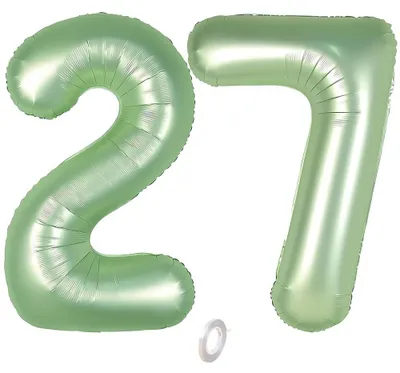 Folienballon Zahl 27/72, 101 cm, grün, Helium, wiederverwendbar