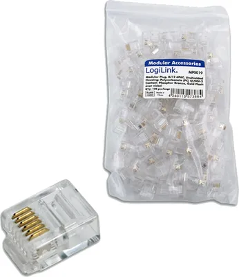 Produktbild von LogiLink RJ12, RJ12, Transparent, Gold, RoHS, 100 Stück(e)