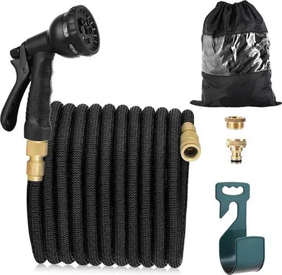 Produktbild von Flexibles Gartenschlauchset, 30m, 8 Funktionen, schwarz