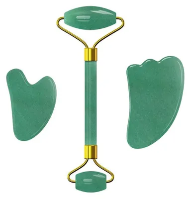 Productafbeelding van Gezichtsroller Set met Jade Roller en Gouache Scraper