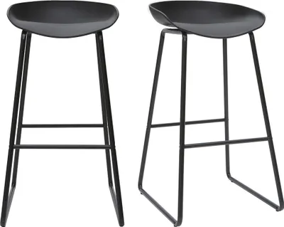 Produktbild von Miliboo - Design-Barhocker Schwarz mit Metallbeinen (2 Stk.) PEBBLE