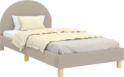 Produktbild von Kinderbettgestell mit Kopfteil Hellgrau 90 x 190 cm Schafstoff