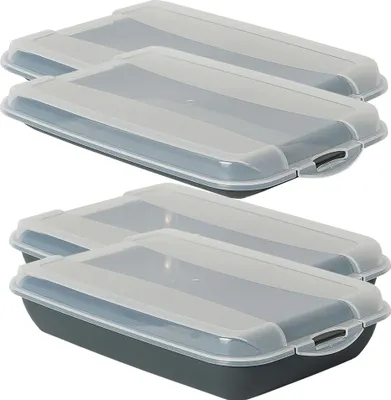 Produktbild von Novaliv Sparset 2x flach 2x hoch Anthrazit Premium Aufschnittbox mit Transparentem Deckel, Frischhaltedosen für Wurst & Käse Maße 25x17x3 cm 25x17x5 cm Kühlschrank Organizer Knäckebrotbox must-have