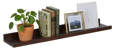 Immagine prodotto di Scaffale da parete Relaxdays, A x L x P: 5 x 80 x 15 cm, legno di noce, scaffale sospeso, cornici, decorazioni, listello da parete, marrone scuro