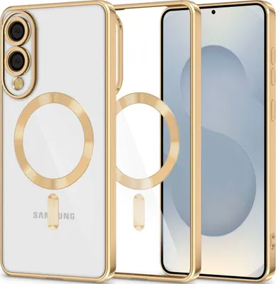 Obrázek produktu pro Pouzdro na mobilní telefon s krytem fotoaparátu pro Galaxy S25 Edge, Tech-Protect MagFlex pro MagSafe, průhledné a zlaté