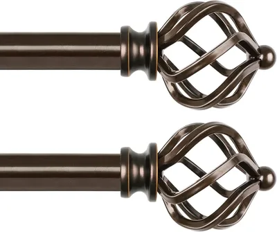 Image de Barres de rideaux de 80 à 148 cm, lot de 2, bronze, métal, pour salon