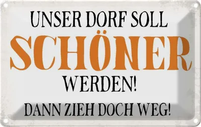 Produktbild von vianmo Blechschild 20x30 cm unser Dorf soll schöner werden Dekoration Spruch Zitat