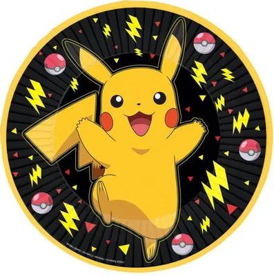 Zdjęcie produktu dla Talerzyki papierowe Pokemon Pikachu, 18 cm, 8 szt.