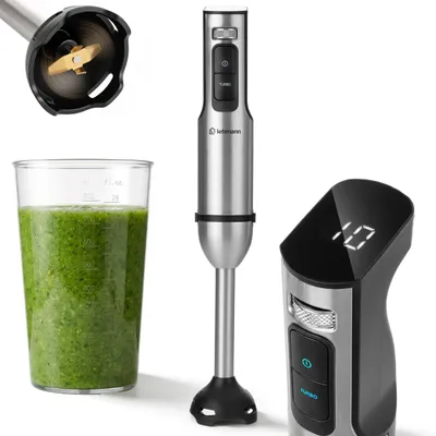 Stabmixer 2000 W, 12 Stufen, Turbofunktion, Edelstahl, 800 ml Becher