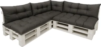 Produktbild von Palettenkissen Set 7-teilig  Anthrazit – Sitzkissen 120×60 cm & Rückenkissen 120×40 cm für Palettensofa, Lounge & Gartenmöbel palettenkissen outdoor
