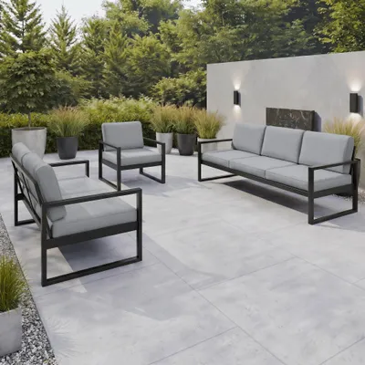 Produktbild von BEAUTYSOFA | Gartenmöbel-Set STELLA, Gartenmöbel Set Balkon Terrasse Gartenlounge-Set für 6 Personen, Sofas & Sessel Wasserabweisend Stoff Grau