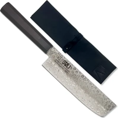 Produktbild von REDSALT® Professional Series NAKIRI 菜切 16 cm Damaststahl Gemüsemesser handgefertigt in Japan | Profi Kochmesser mit Messerscheide & Ledertasche