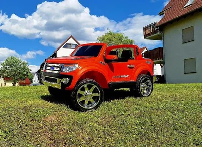 Produktbild von Kinderauto elektrisch Ford Pickup 12V in orange 2-Sitzer Jeep Kinderfahrzeug 4x4 Allrad