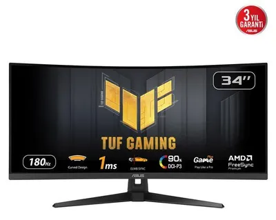 Image de ASUS TUF Gaming VG34VQ3B computer monitor 86.4 cm (34") 3440 x 1440 pixels UltraWide Quad HD LED Black