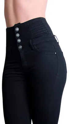 Produktbild von topschuhe24 2008 Damen Skinny Jeans Taillen Hose , Farbe:Schwarz, Größe:34 EU