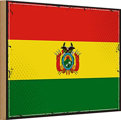 Produktbild von Holzschild Flagge Bolivien 30x20cm Retro Flag of Bolivia