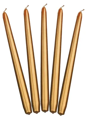 Produktbild von PartyDeco Kerze, kegelförmig, metallisiert, goldfarben, 29 cm, 1 Packung à 10 Stück