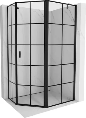 Obrázok produktu pre Mexen Mist asymetrický päťuholníkový sprchový kút, pravé dvere 100 x 90 cm, čierna mriežka, čierna - 8A8-100-090-70-77-P
